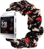 🌸 charmingelf scrunchie bands - fitbit ionic compatible, women girl's large small cloth replacement wristbands with floral fabric patterns, fashionable straps - ideal accessories for ionic smartwatch logo