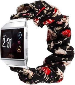 img 1 attached to 🌸 CharmingElf Scrunchie Bands - Fitbit Ionic Compatible, Women Girl's Large Small Cloth Replacement Wristbands with Floral Fabric Patterns, Fashionable Straps - Ideal Accessories for Ionic SmartWatch