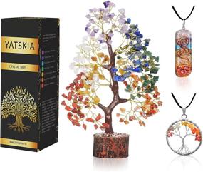 img 4 attached to 🌳 Улучшите удачу и энергию с подвеской YATSKIA Seven Chakra Gemstone Tree of Life, фэн-шуй Бонсай Буддой и целебными кристаллами для домашнего декора, кухни, рабочего стола в офисе