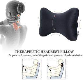 img 2 attached to 🚗 Premium Black Car Memory Foam Neck Pillow: Washable Velour Case for Ultimate Comfort On-The-Go!