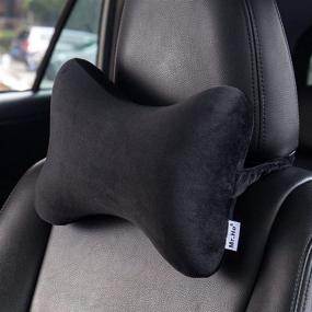 img 4 attached to 🚗 Premium Black Car Memory Foam Neck Pillow: Washable Velour Case for Ultimate Comfort On-The-Go!