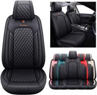 🚗 waterproof leather front seat covers - universal car seat cushions for ford fusion focus edge kia soul sentra armada hyundai elantra cruze (2 pcs front, black) logo