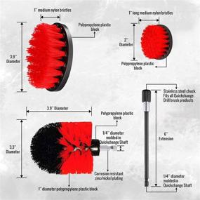 img 3 attached to YIHATA 4 Pack Drill Brush Attachments Set: Powerful Multi-Purpose Scrubber Kit for Grout, Floor, Tub, Shower, Tile, Bathroom, and Kitchen (3 Brushes with Extended Red)