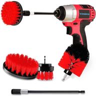 yihata 4 pack drill brush attachments set: powerful multi-purpose scrubber kit for grout, floor, tub, shower, tile, bathroom, and kitchen (3 brushes with extended red) logo