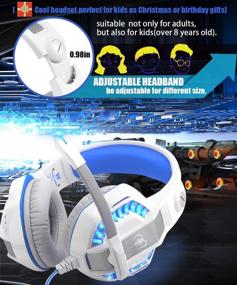 img 2 attached to High-Performance Gaming Headset for PS4 Xbox One PC - Over Ear Headphones with Powerful Bass, Immersive Surround Sound, 360° Noise Cancelling Mic & LED Light - Ideal for Nintendo Switch, Mac, Laptop (Sky Blue)