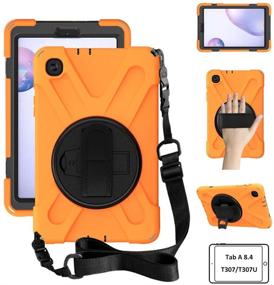 img 4 attached to 📱 ZenRich Galaxy Tab A 8.4 Case (2020) - SM-T307/SM-T307U Case with Kickstand, Hand Strap and Shoulder Strap - Heavy Duty Shockproof Case for Samsung Galaxy Tab A 8.4 T307 (Orange) - Verizon/Sprint Compatible