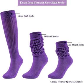 img 2 attached to 🧦 Ultrafun 2/4 Pairs Women's Slouch Socks Soft & Extra Long Knit Scrunch Knee High Boot Socks Size 9-11