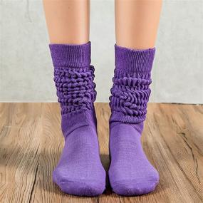 img 1 attached to 🧦 Ultrafun 2/4 Pairs Women's Slouch Socks Soft & Extra Long Knit Scrunch Knee High Boot Socks Size 9-11