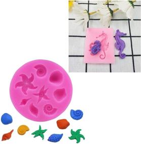 img 1 attached to 🧜 Эльфиийский морской тематический силиконовый формованный лед Mold - Рыба-конь, Морской конек, Морской звезда и многое другое! Самодельные выпечка для впечатляющего украшения торта на морскую тему (6 штук)
