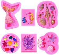 🧜 elfkitwang marine theme fondant silicone mold - mermaid tail, seahorse, starfish and more! diy handmade baking tools for stunning mermaid theme cake decoration (6pack) logo