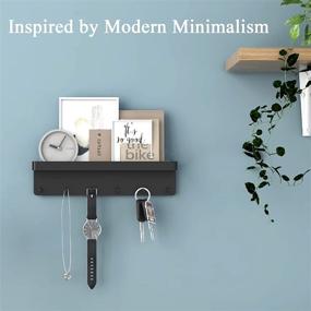 img 3 attached to 🔑 Wall-Mounted Key Holder with 6 Hooks: Mail Organizer & Decorative Rack for Entryway, Mudroom, Kitchen - Holds Keys, Letters, Magazines, Coats (9.65”x 1.69”x 2.28”)