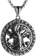 🌳✨ hzman viking runes necklace - norse norsemen pendant with tree of life & pentagram - nordic talisman amulet logo