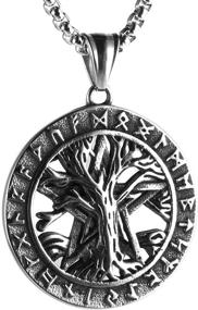 img 4 attached to 🌳✨ HZMAN Viking Runes Necklace - Norse Norsemen Pendant with Tree Of Life & Pentagram - Nordic Talisman Amulet