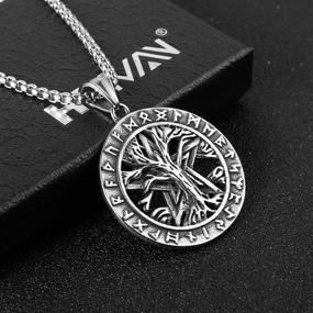 img 3 attached to 🌳✨ HZMAN Viking Runes Necklace - Norse Norsemen Pendant with Tree Of Life & Pentagram - Nordic Talisman Amulet