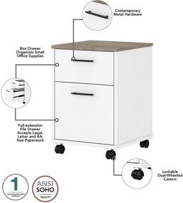 img 2 attached to 🗄️ Bush Furniture Key West 2 Drawer Mobile File Cabinet in Pure White and Shiplap Gray