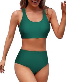 img 4 attached to Holipick Women's High-Waisted Athletic Swimsuit