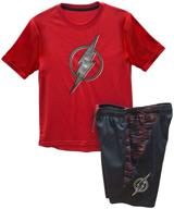 🦇 boys warner brothers batman flash active graphic t-shirt and shorts set: a dynamic duo combo! logo