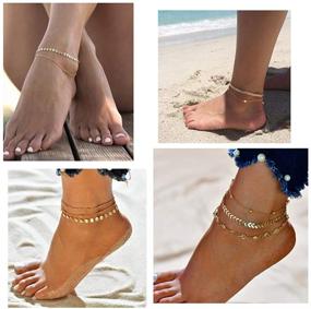 img 2 attached to 👣 Boho Layered Silver Gold Anklets Set: XIA YAN 16-Piece Adjustable Chain Ankle Bracelets for Women and Girls - Perfect Teen Girl Gifts
