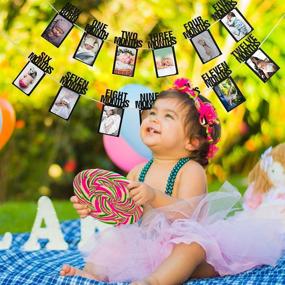 img 3 attached to 👶 Newborn to 1st Birthday Baby Photo Banner - Monthly Photograph Bunting Garland for Recording Baby's Growth, First Birthday Celebration Decoration (Black)