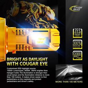 img 2 attached to 🔆 Cougar Motor Wireless 9007 LED Bulb: 12000LM 6500K Compact All-in-One Conversion Kit - Cool White, Halogen Replacement