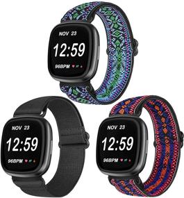 img 4 attached to Vodtian Adjustable Watch Bands: Premium Nylon Loop for Fitbit Versa 3/Sense - Stretchy Sport Strap Wristbands for Women and Men