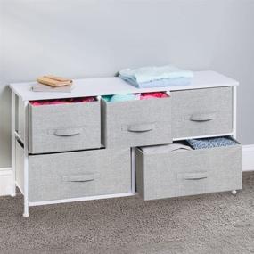 img 2 attached to 🗄️ mDesign Steel Frame 5-Drawer Dresser Chest: Efficient Closet Storage and Bedroom Organization Solution with Removable Fabric Drawers - Gray/White