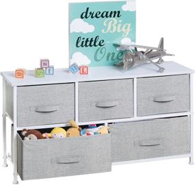 img 3 attached to 🗄️ mDesign Steel Frame 5-Drawer Dresser Chest: Efficient Closet Storage and Bedroom Organization Solution with Removable Fabric Drawers - Gray/White