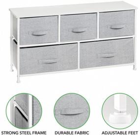 img 1 attached to 🗄️ mDesign Steel Frame 5-Drawer Dresser Chest: Efficient Closet Storage and Bedroom Organization Solution with Removable Fabric Drawers - Gray/White