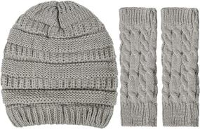 img 1 attached to 🧣 Loritta Women's Winter Warm Beanie Hats and Fingerless Gloves Set - Chunky Soft Stretch Cable Knit, Perfect Gifts