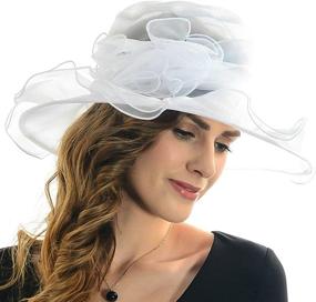 img 1 attached to 👒 Il Caldo Women's Fascinator Flowers Wide Brim Gauze Hat: A Stunning Headdress for Kentucky Derby, Weddings, and Church Dress Attire