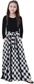 img 3 attached to Stylish and Comfortable KYMIDY Girl Maxi Dress: Buffalo Check Plaid with Pockets (6-14yrs)