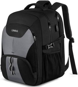 img 4 attached to 🎒 Grey Men's 50L Extra Large Travel Backpack with USB Charging Port - TSA Approved, Anti-Theft, Water Resistant, Durable Laptop Backpack for College, School, Business - Great Gift for Men and Women, 17-inch Computer Bag