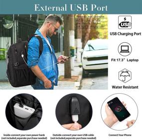 img 3 attached to 🎒 Grey Men's 50L Extra Large Travel Backpack with USB Charging Port - TSA Approved, Anti-Theft, Water Resistant, Durable Laptop Backpack for College, School, Business - Great Gift for Men and Women, 17-inch Computer Bag