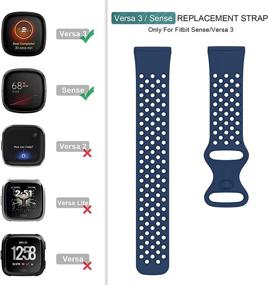 img 3 attached to Дышащие спортивные ремешки POY для Fitbit Versa 3/Sense - синий, маленький размер, совместимые запасные браслеты для женщин и мужчин