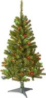 🎄 4-foot pre-lit artificial canadian fir grande christmas tree - green with multicolor lights, includes stand - national tree company logo