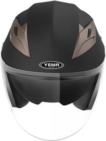 img 2 attached to 🏍️ DOT Approved Motorcycle Open Face Helmet - YEMA YM-627 Motorbike Moped Jet Bobber Crash Chopper 3/4 Half Helmet with Sun Visor for Adult Men Women - Matte Black, Medium