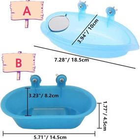 img 3 attached to 🐦 2-Pack Bird Bathtub with Mirror Toy - Durable, Odorless Plastic Parrot Shower Tub - Cage Accessories for Small Parakeet, Cockatiel, Conure, Lovebird, Finch, Budgie, Canary