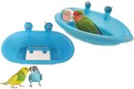 🐦 2-pack bird bathtub with mirror toy - durable, odorless plastic parrot shower tub - cage accessories for small parakeet, cockatiel, conure, lovebird, finch, budgie, canary logo