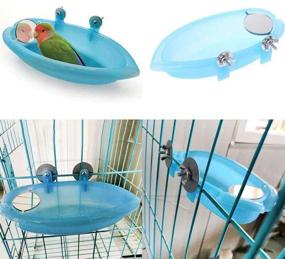 img 2 attached to 🐦 2-Pack Bird Bathtub with Mirror Toy - Durable, Odorless Plastic Parrot Shower Tub - Cage Accessories for Small Parakeet, Cockatiel, Conure, Lovebird, Finch, Budgie, Canary