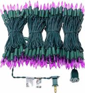 🎄 ul 200 led purple christmas lights with 66ft green wire - always-on string lights for indoor/outdoor party, garden, and patio логотип