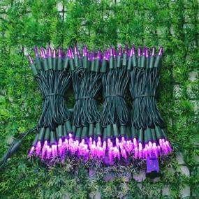 img 2 attached to 🎄 UL 200 LED Purple Christmas Lights with 66ft Green Wire - Always-On String Lights for Indoor/Outdoor Party, Garden, and Patio