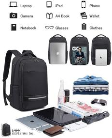 img 3 attached to 🎒 Waterproof Travel Business Laptop Backpack for Men and Women - Slim 17 Inch Laptop Bag with USB Charging Port, Anti-Theft Design - College School Bookbag Computer Bag Notebook Backpacks (Black)