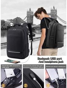 img 1 attached to 🎒 Waterproof Travel Business Laptop Backpack for Men and Women - Slim 17 Inch Laptop Bag with USB Charging Port, Anti-Theft Design - College School Bookbag Computer Bag Notebook Backpacks (Black)