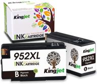 🖨️ high-quality kingjet compatible ink cartridge replacement for hp 952 952xl: perfectly compatible with officejet pro 7720 7740 8210 8216 8702 8710 8715 8720 8725 8730 8740 printers - includes 2 updated chip black cartridges logo