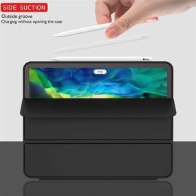 img 3 attached to 📱 ZryXal Premium Protective Case Cover for iPad Pro 11 (2020/2018), with Pencil Holder (2nd Generation), Soft TPU Back, Auto Sleep/Wake Function, Black