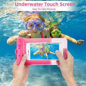 img 2 attached to 📱 Waterproof Float Phone Pouch Kit - Neck Trap & Armband, Dry Bag Outdoor Beach Bag for iPhone, Samsung Galaxy, and Other Phones Up to 6.9'' (Black+Pink)