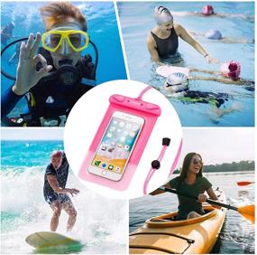 img 1 attached to 📱 Waterproof Float Phone Pouch Kit - Neck Trap & Armband, Dry Bag Outdoor Beach Bag for iPhone, Samsung Galaxy, and Other Phones Up to 6.9'' (Black+Pink)