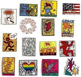 img 3 attached to 🎨 Keith Haring Graffiti Art Stickers: 50-Piece Set for Water Bottles, Laptops, Guitars, and More – Vinyl, Waterproof Patches WJ