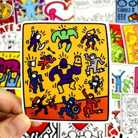 img 1 attached to 🎨 Keith Haring Graffiti Art Stickers: 50-Piece Set for Water Bottles, Laptops, Guitars, and More – Vinyl, Waterproof Patches WJ