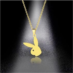 img 3 attached to 🐰 Cute Long Ear Rabbit Bunny Pendant Necklace: 2021's Trendy Playful Necklace for Parties and Gifting - Lock-Free Design (45cm, Light Yellow Gold Color)